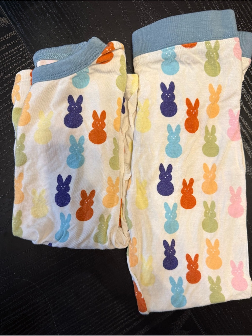 Kids Bunny Print Pajama Set - Pastel Multi with Light Blue Trim
